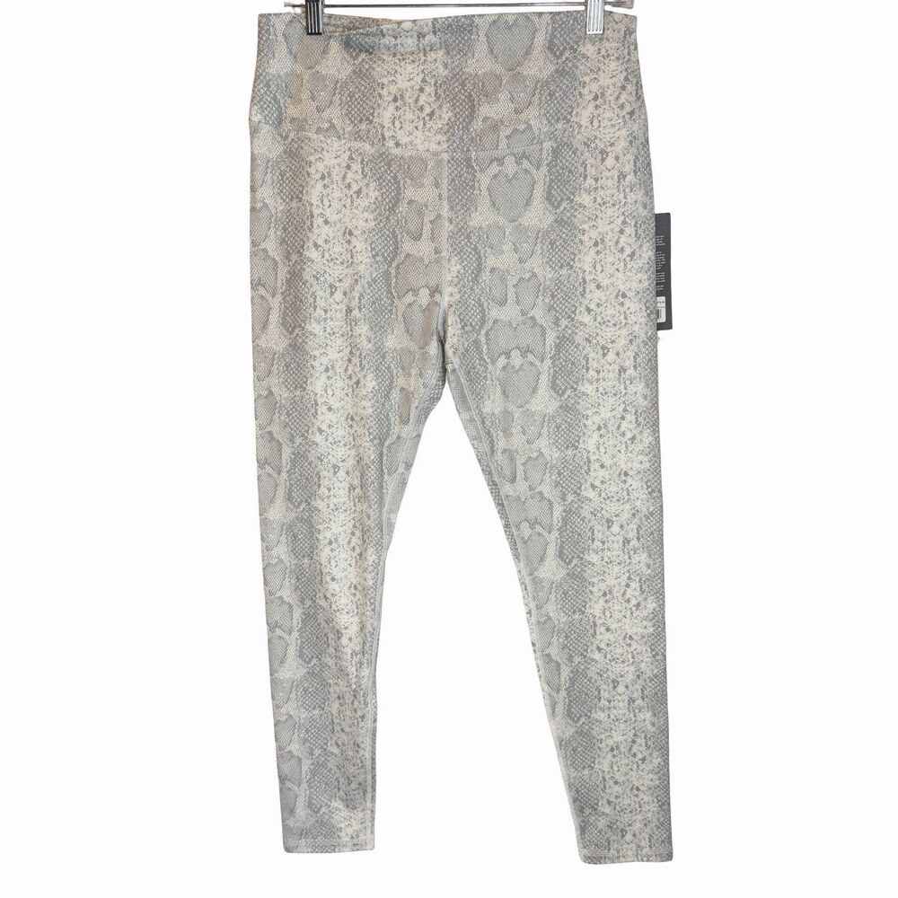 White Snake Animal Print Stretch Leggings Glyder Sultry 7/8 Women's XL NEW